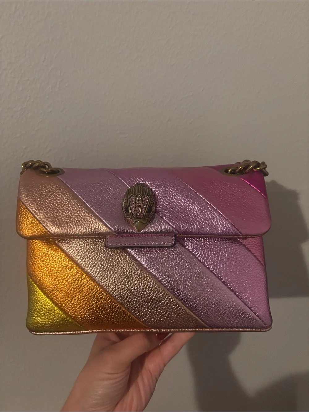 Kurt Geiger Iridescent Pink-Purple-Gold Crossbody Bag